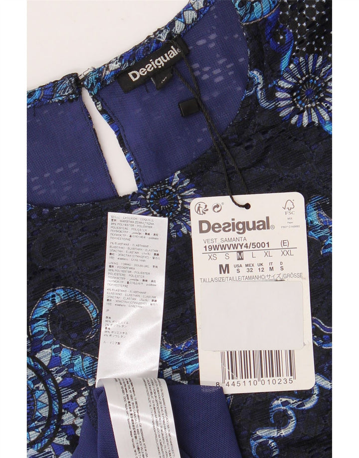 Desigual Vestido asimétrico de encaje para mujer Reino Unido 40 Mediano Azul marino Floral