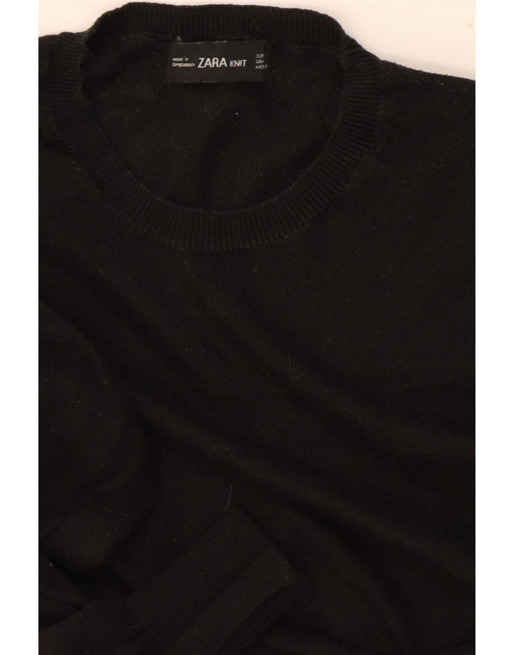Zara - Jersey corto con cuello redondo para mujer, talla 40, talla M, color negro