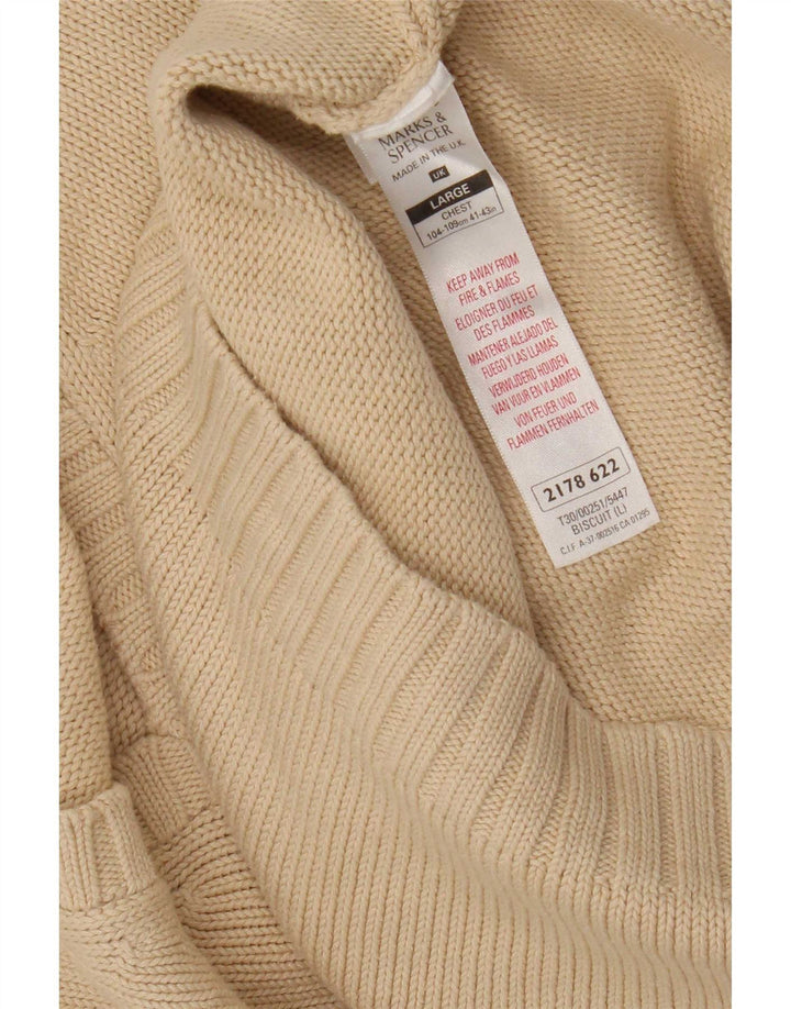 Marks & Spencer - Jersey con cuello en V para hombre, talla grande, algodón beige