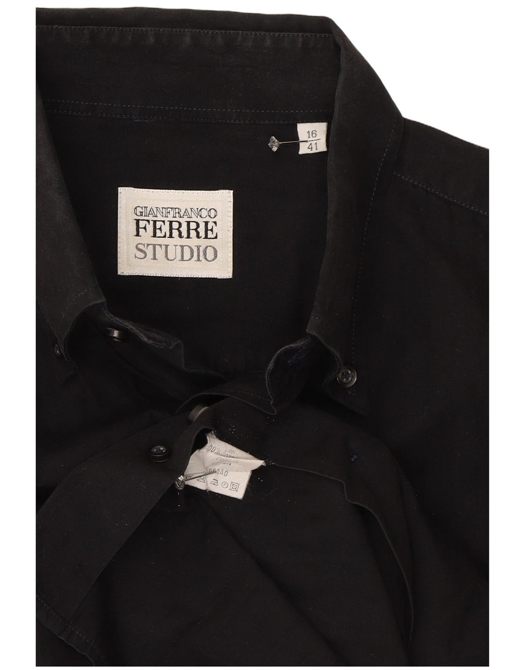 Gianfranco Ferre Camisa para hombre Talla 41 16 Grande Algodón negro