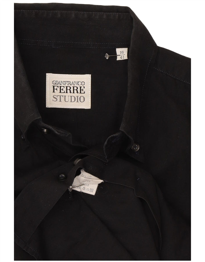 Gianfranco Ferre Camisa para hombre Talla 41 16 Grande Algodón negro