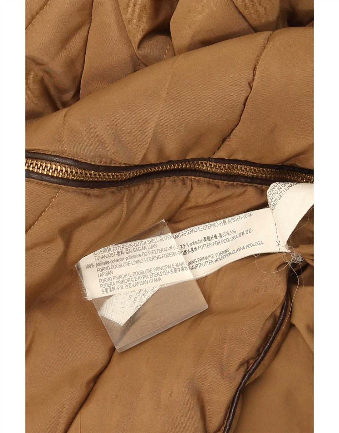 Zara Mujer Chaqueta Acolchada UK 42 Marrón Medio Poliéster