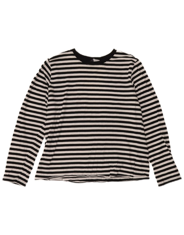 Marks & Spencer Top para mujer de manga larga UK 42 Algodón a rayas negro mediano