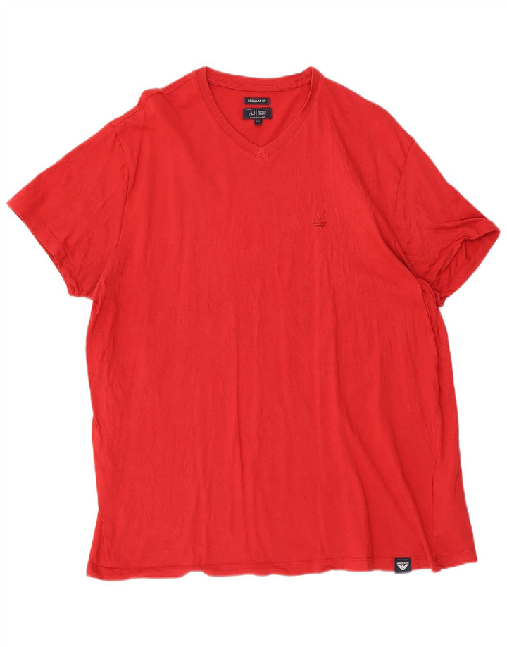 ARMANI JEANS Camiseta Regular Fit para Mujer UK 22 3XL Algodón Rojo
