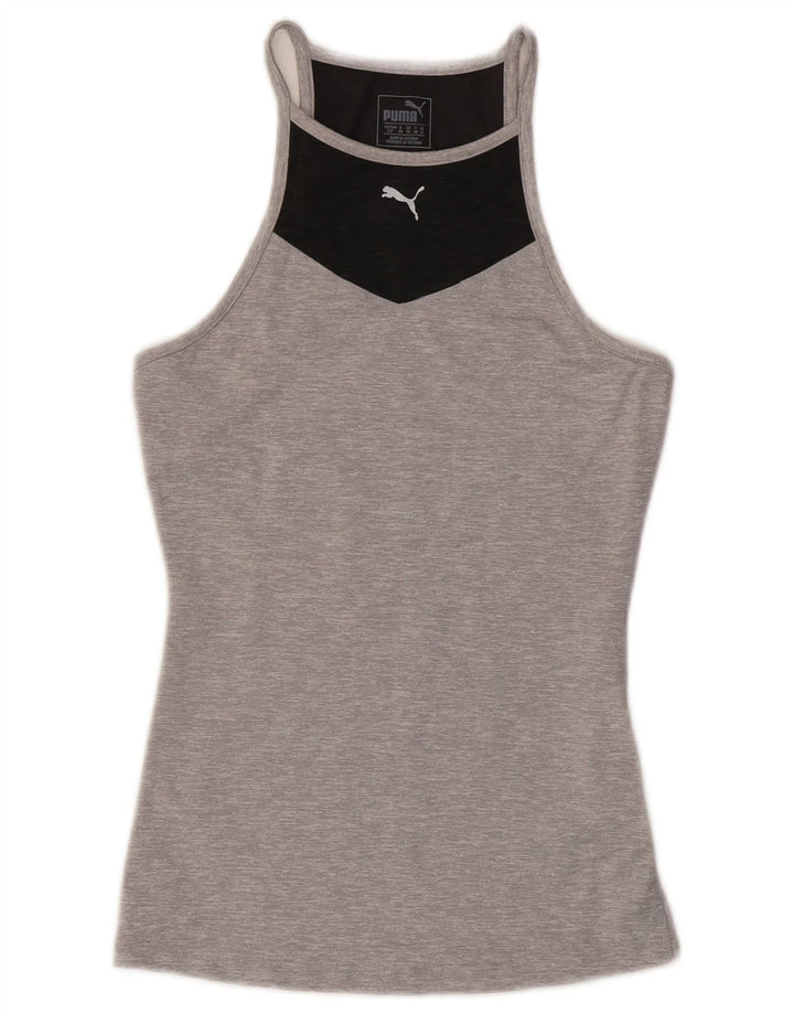 Puma Mujer Chaleco Top UK 10 Pequeño Gris Colorblock Poliéster