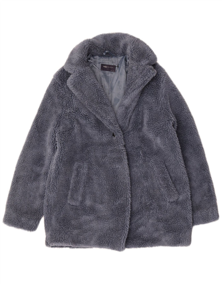 Marks & Spencer Abrigo extragrande de piel sintética para mujer UK 42 Gris medio