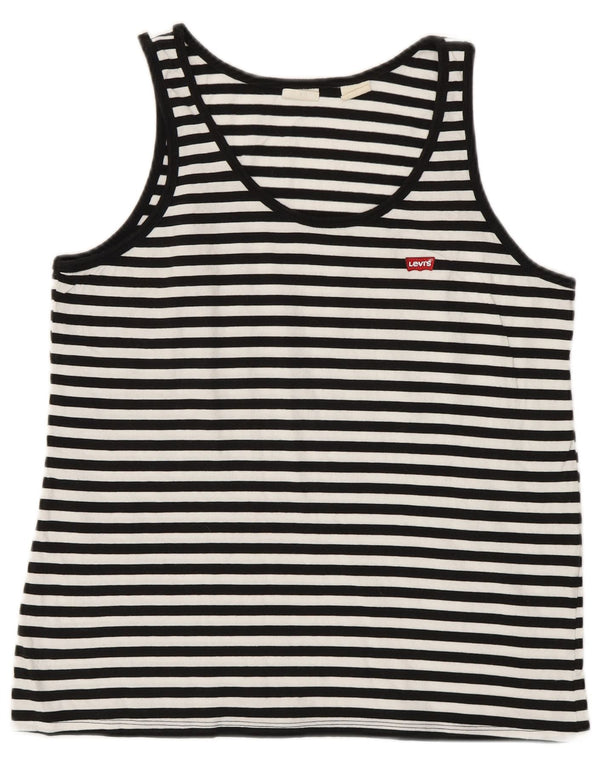 LEVI'S Womens Vest Top UK 12 Medium White Striped Nautical