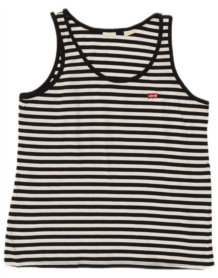 LEVI'S Top sin mangas para mujer UK 12 Medium White Stripe Nautical