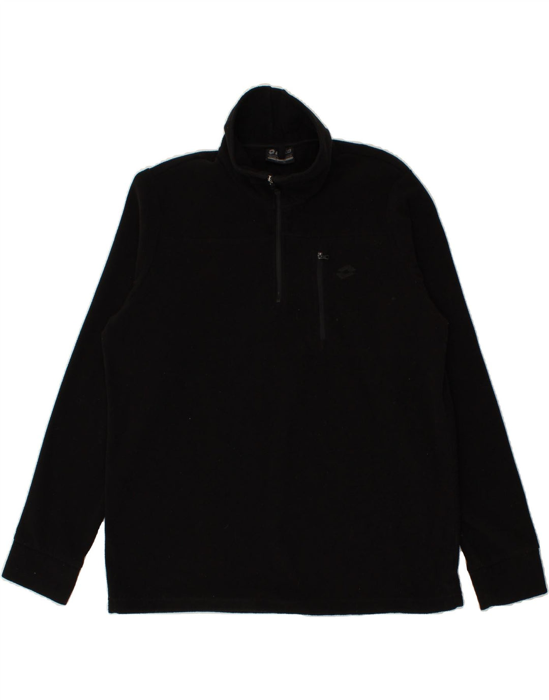 LOTTO Mens Zip Neck Fleece Jumper 2XL Black Vintage Lotto and Second-Hand Lotto from Messina Hembry 