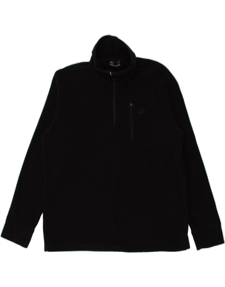 LOTTO Mens Zip Neck Fleece Jumper 2XL Black Vintage Lotto and Second-Hand Lotto from Messina Hembry 