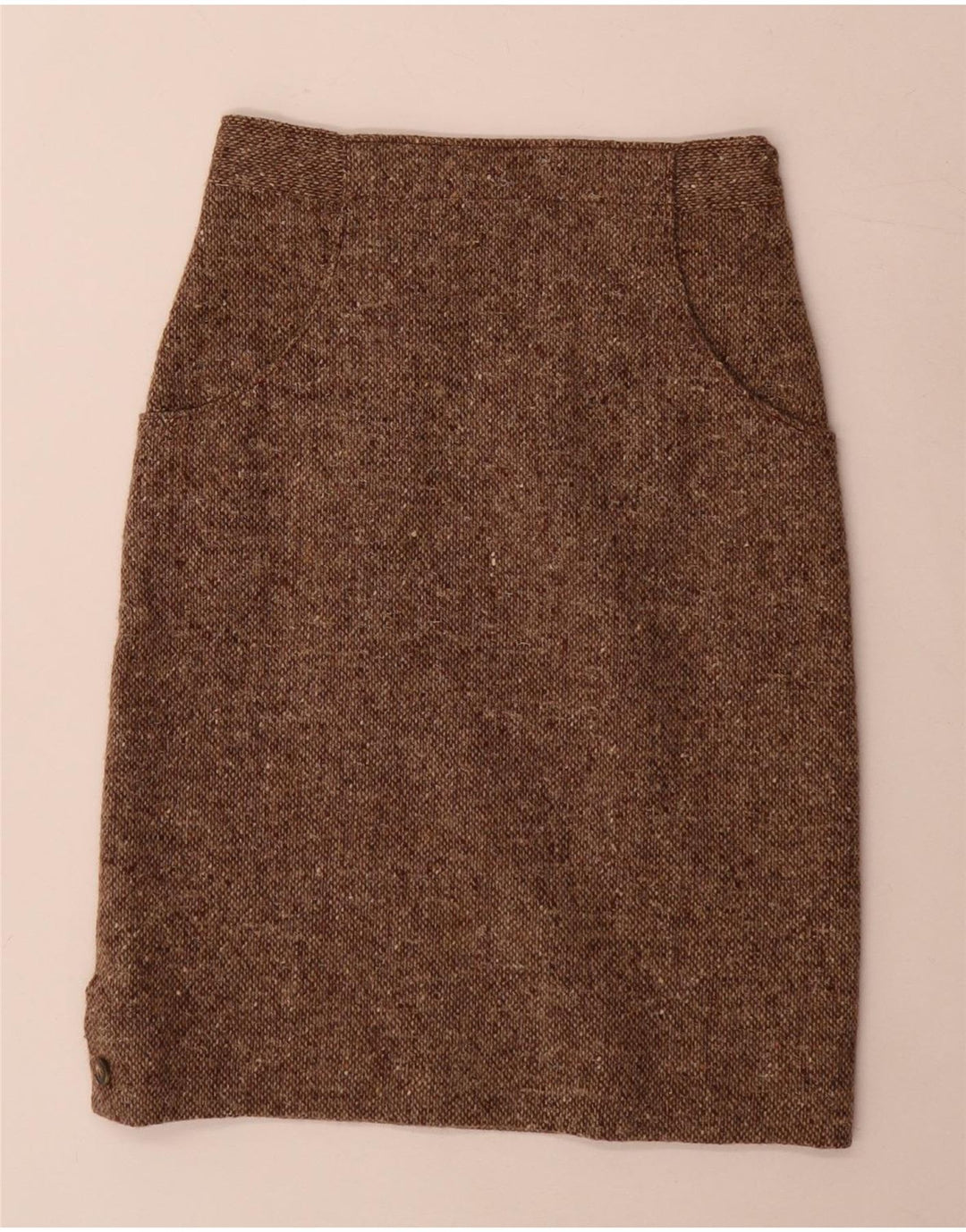 Vintage mujer 2 piezas falda conjunto medio W24 marrón moteado