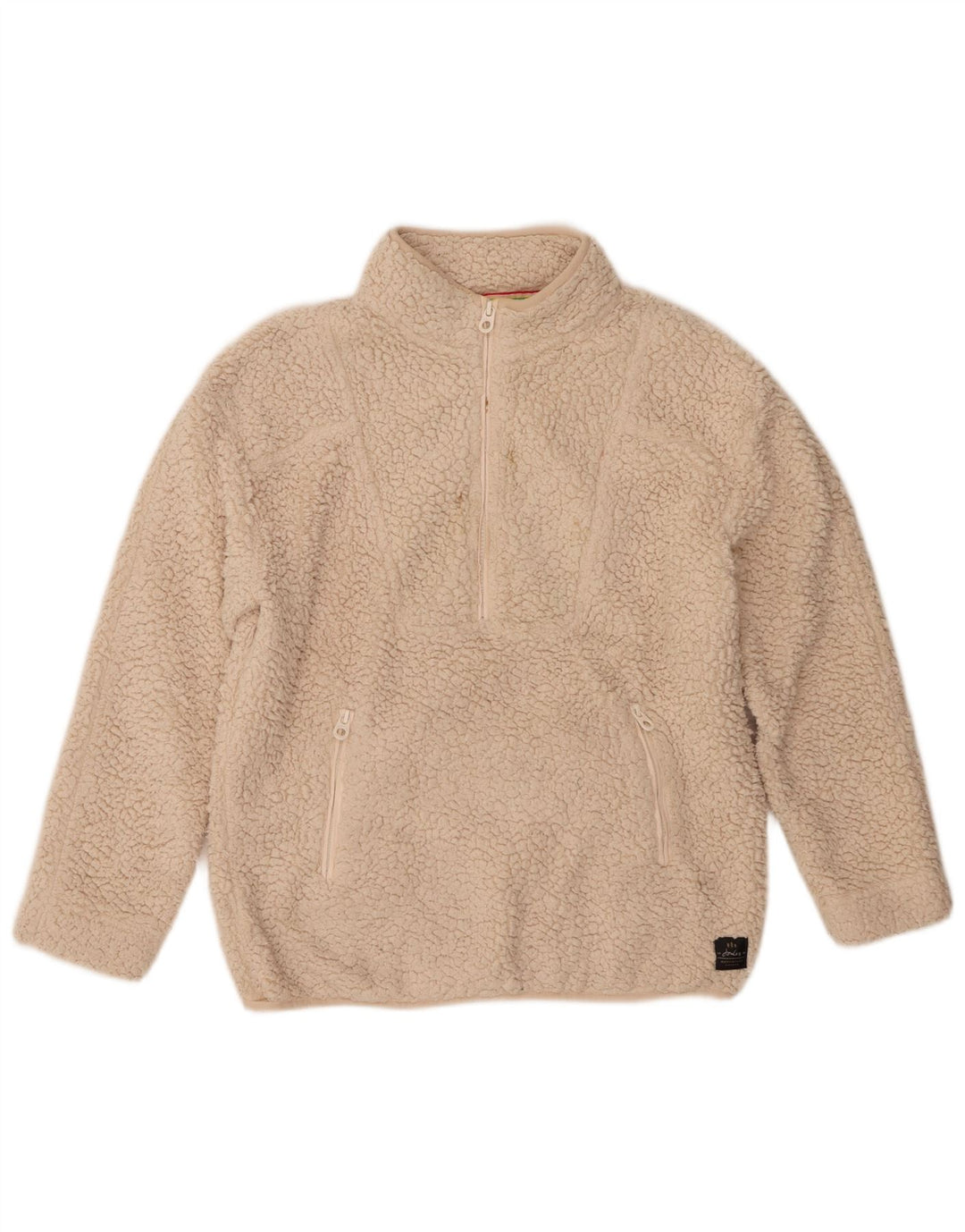 Jersey de forro polar con cuello y cremallera extragrande para mujer Joules UK 8 Small Beige Poliéster