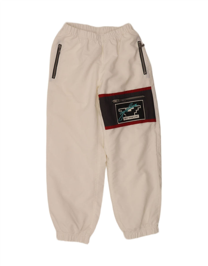 VINTAGE Mens Tracksuit Trousers Joggers XL  White Polyamide