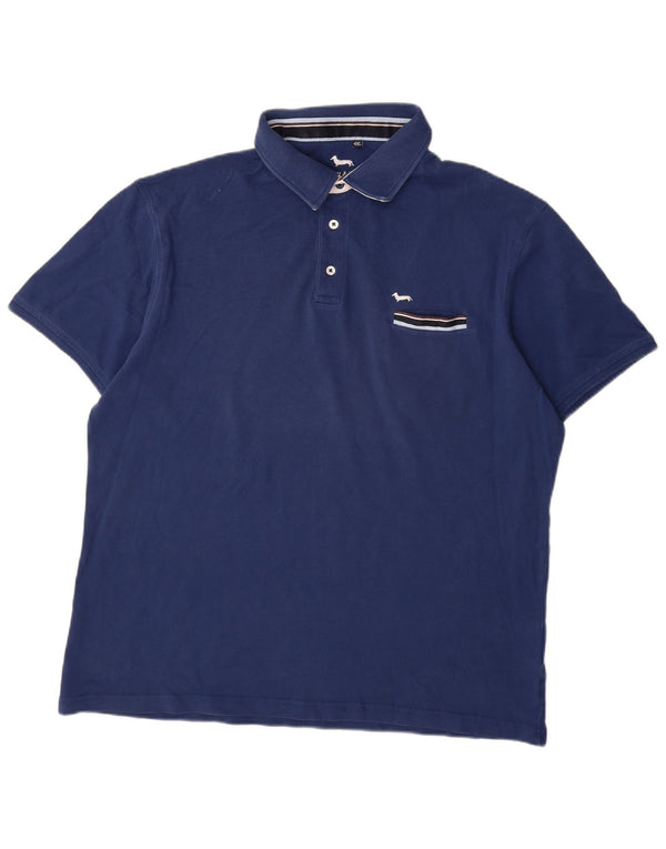 HARMONT & BLAINE Polo de corte regular para hombre 4XL Algodón azul marino