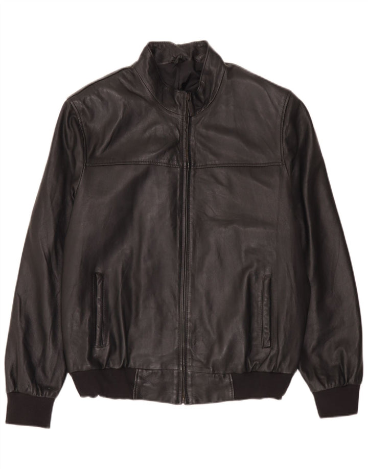 Vintage chaqueta de cuero para hombre Reino Unido 44 2XL negro