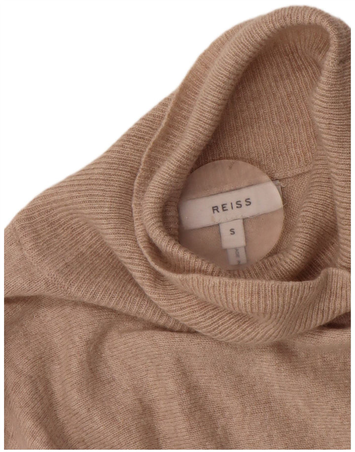 Reiss Mujer Batwing Roll Neck Jumper Sweater UK 10 Small Beige Lana