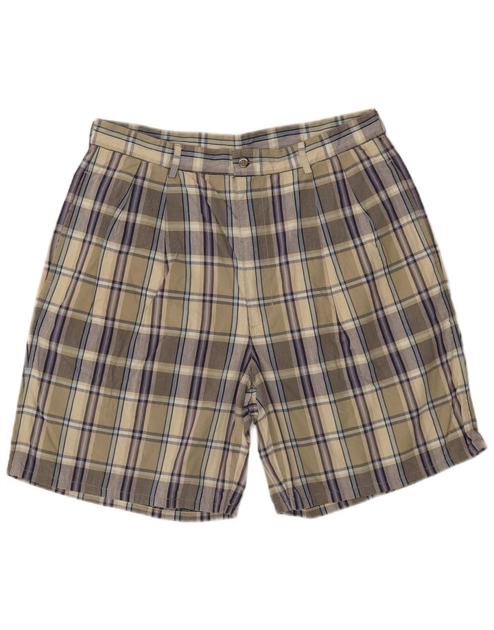 IZOD Pantalones cortos chinos para hombre W34 Algodón a cuadros caqui grande