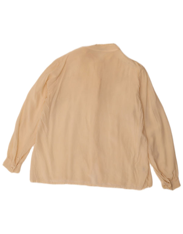 Vintage mujer camisa blusa EU 40 medio beige floral seda