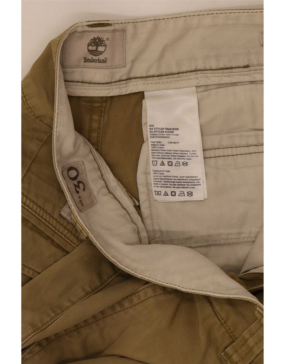 Timberland Pantalones Cortos Cargo para Hombre Medium W30 Algodón Caqui