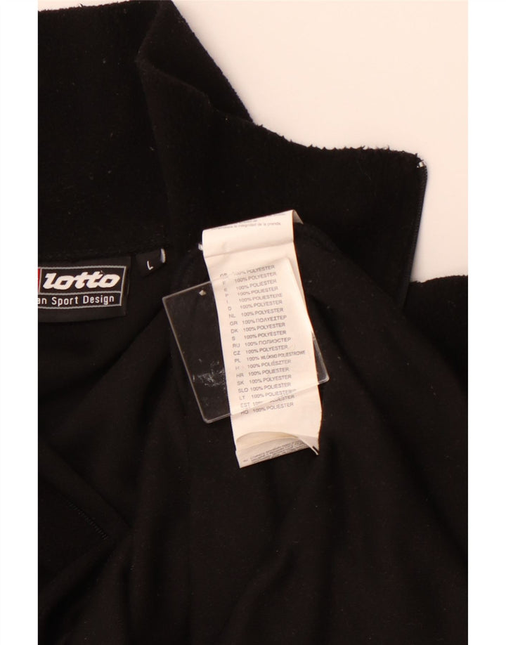 LOTTO Jersey de forro polar con cuello y cremallera para hombre Grande Poliéster negro