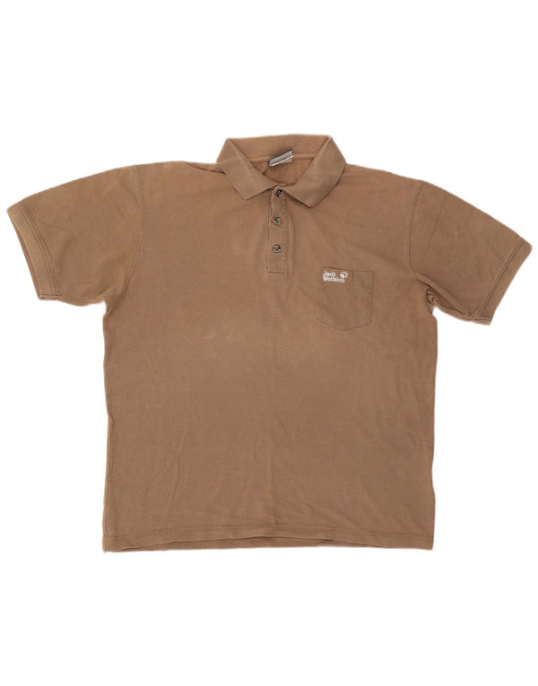 Jack Wolfskin Polo para hombre UK 40/42 Large Beige Algodón
