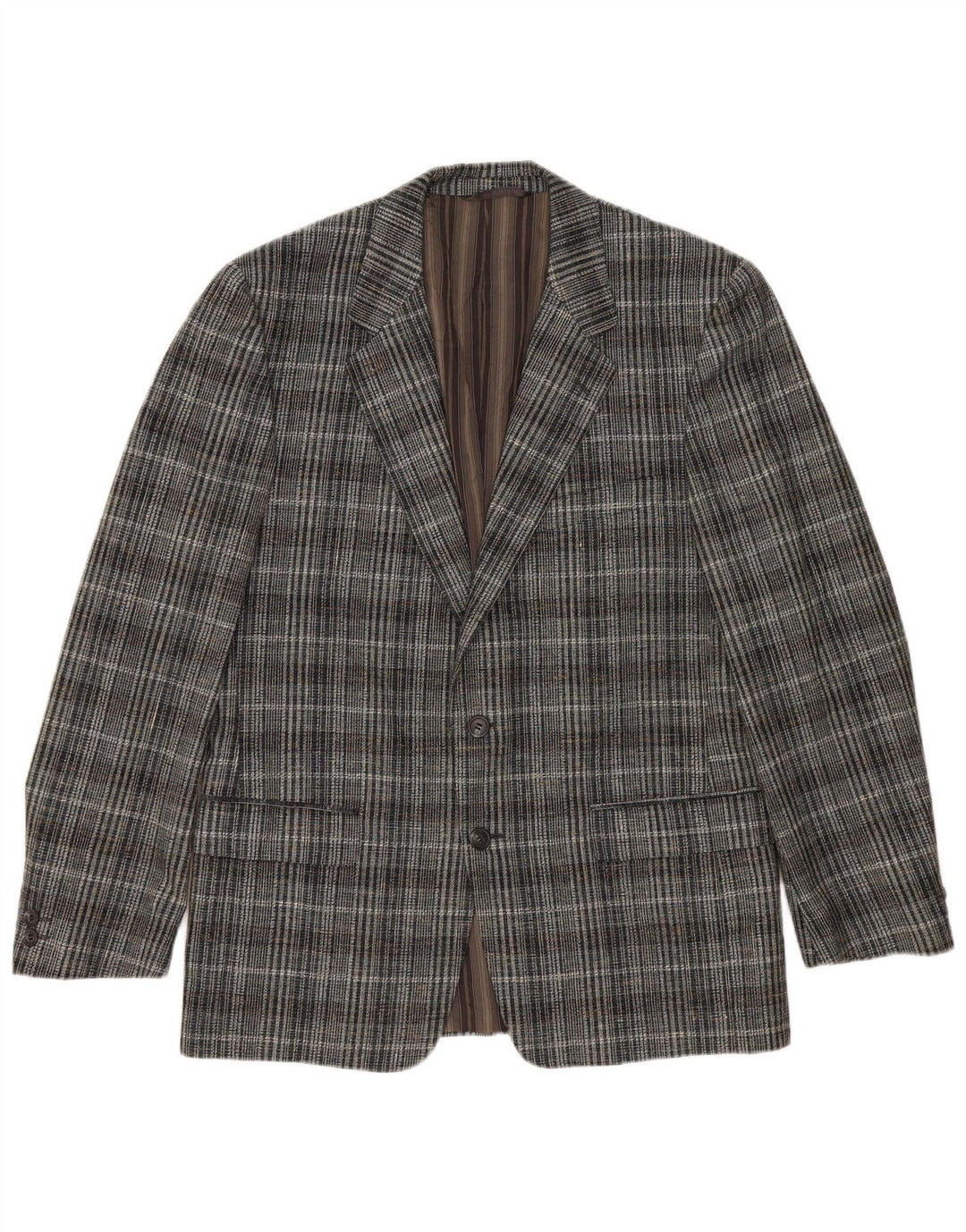 Vintage hombres 2 botones Blazer chaqueta Reino Unido 38 cheque gris medio