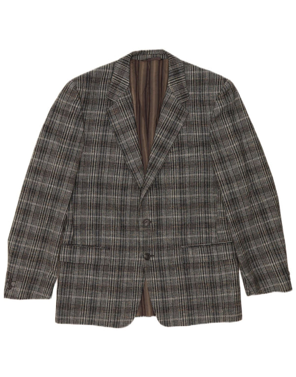 Vintage hombres 2 botones Blazer chaqueta Reino Unido 38 cheque gris medio