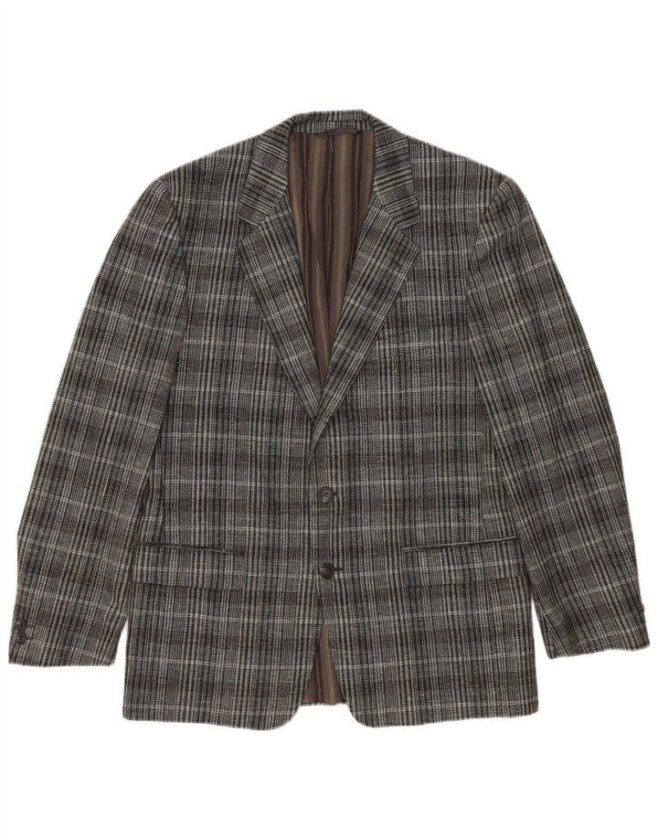 Vintage hombres 2 botones Blazer chaqueta Reino Unido 38 cheque gris medio