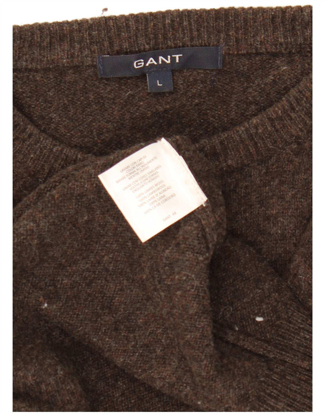 Gant Jersey De Cuello Redondo Para Hombre Jersey De Lana De Cordero Marrón Grande
