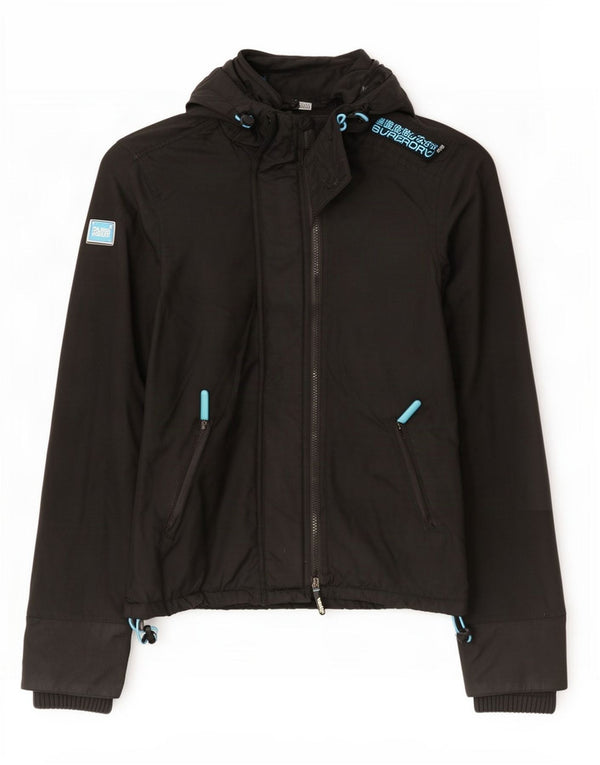 Superdry Chaqueta Cortavientos Con Capucha Para Mujer UK 44 Medium Black Nylon