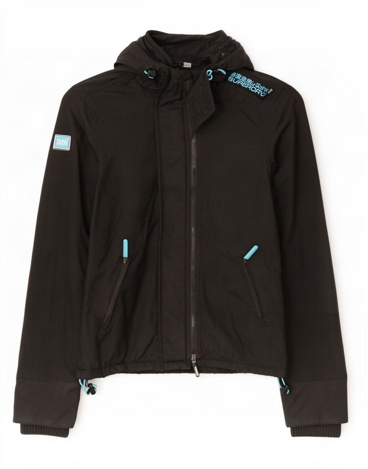 Superdry Chaqueta Cortavientos Con Capucha Para Mujer UK 44 Medium Black Nylon
