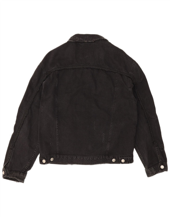 ZARA Chaqueta vaquera desgastada para hombre UK 36 Small Algodón negro