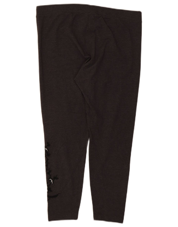 Marks & Spencer Leggings cortos para mujer UK 40 XL Algodón floral gris