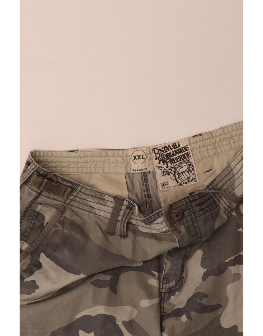 ANIMAL Pantalones cortos cargo para hombre 2XL W42 Caqui Camuflaje Algodón