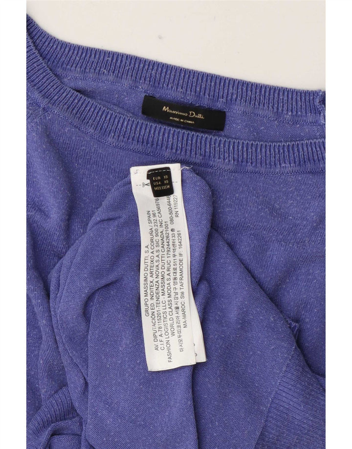 Massimo Dutti Blusa Oversize Mujer UK 6 XS Azul Marino Lyocell