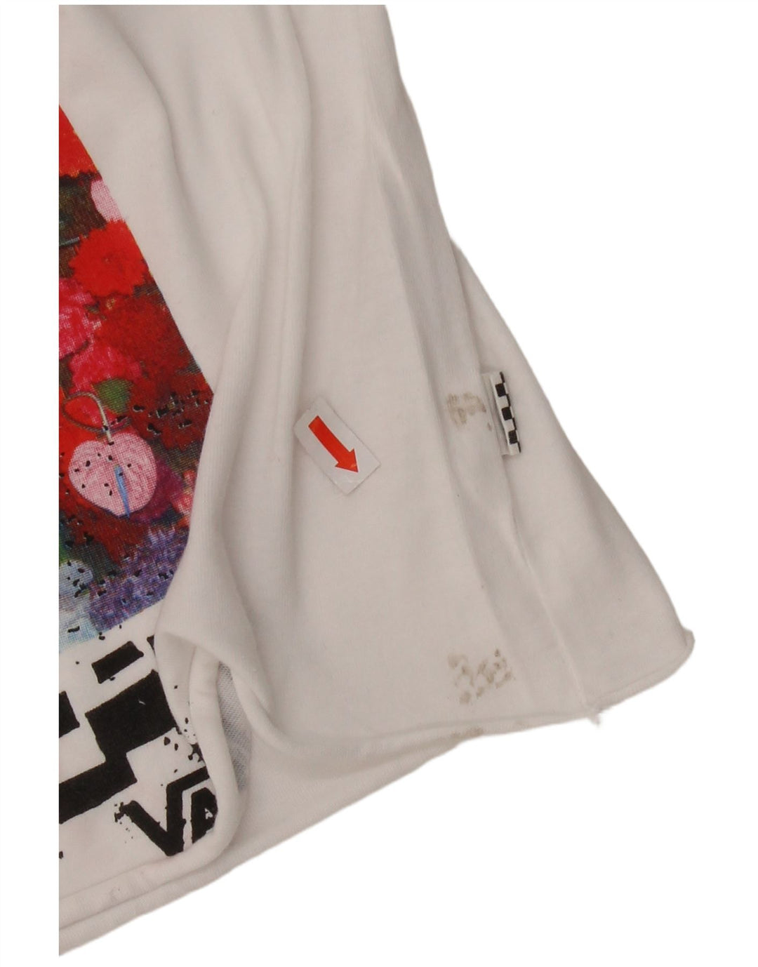 VANS Mujer Crop Graphic Top Manga Larga UK 6 XS Blanco