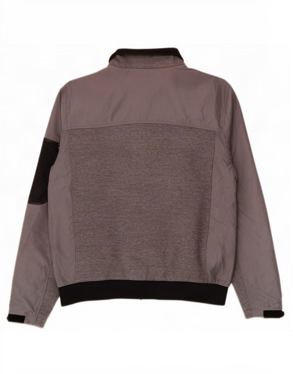 Zara Mens Bomber Jacket UK 44 2XL Gris Colorblock Poliéster