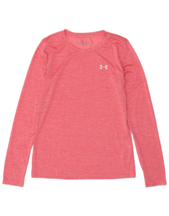 UNDER ARMOUR Camiseta Heat Gear para mujer de manga larga Reino Unido 10 Pequeño rosa moteado
