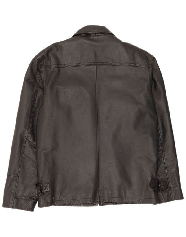 Chaqueta de cuero vintage para hombre IT 48 cuero negro medio