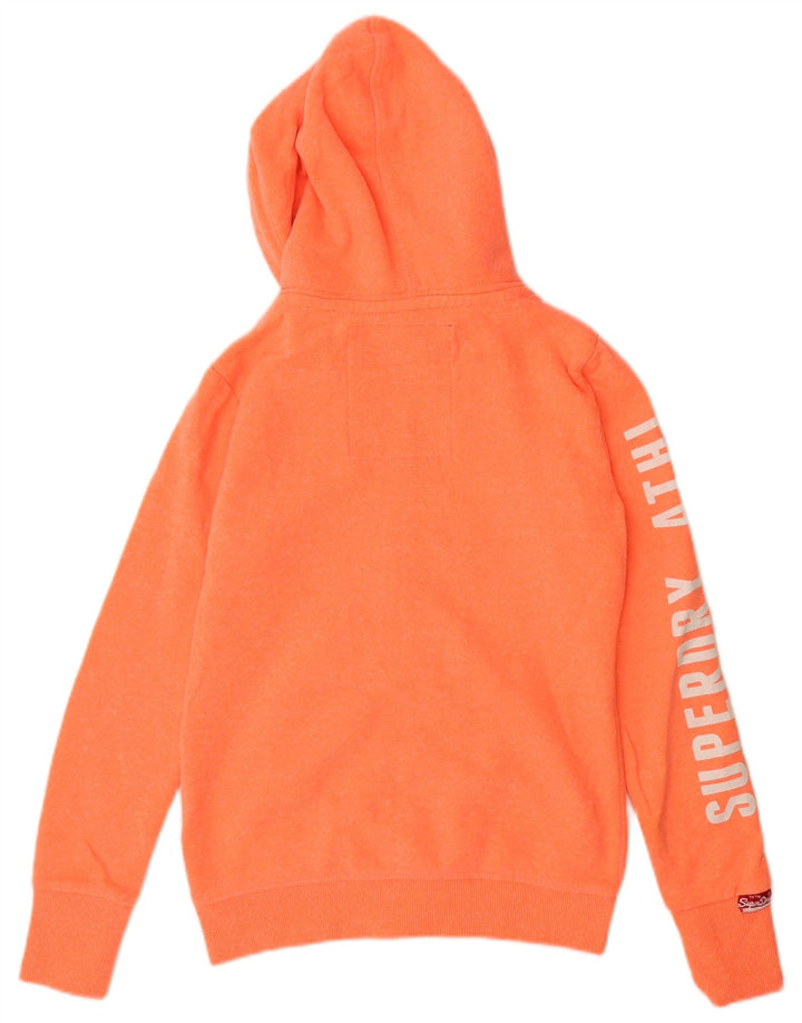 SUPERDRY Suéter con capucha y cremallera gráfica para mujer UK 10 Small Orange Cotton