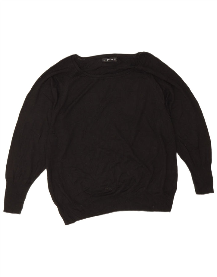 Zara - Jersey extragrande con cuello barco para mujer, talla 40, talla M, color negro