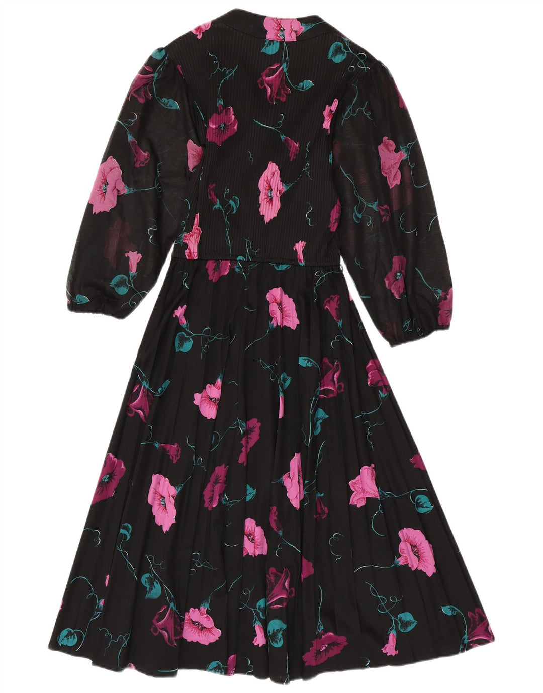 C&A Vestido largo de manga 3/4 para mujer EU 40 Poliéster floral negro mediano