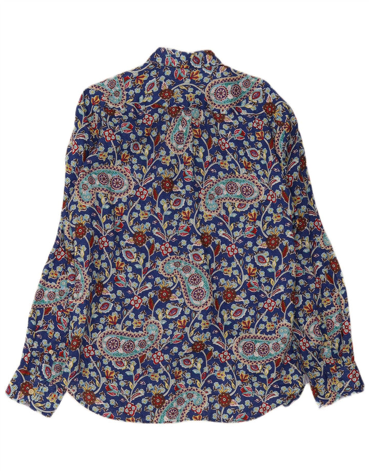 Camisa Tom Rusborg Hombre Lino Paisley Azul Medio