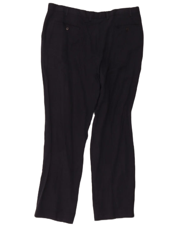 Marks & Spencer Pantalón de traje con pinzas para hombre W40 L33 Seda azul marino