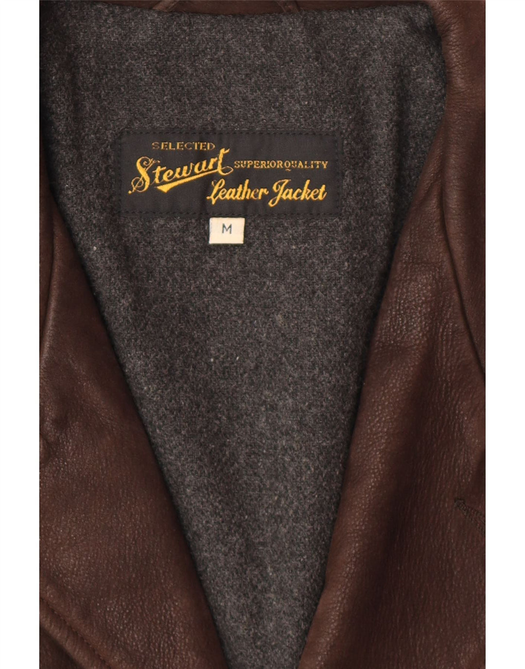 STEWART Chaqueta de cuero para hombre UK 38 Cuero marrón medio