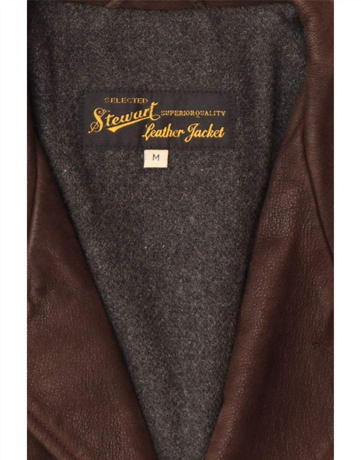 STEWART Chaqueta de cuero para hombre UK 38 Cuero marrón medio