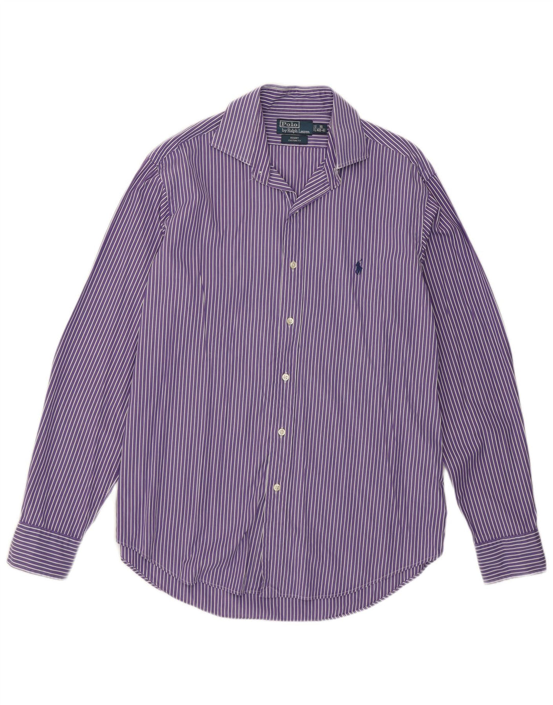 Polo Ralph Lauren Camisa Regent para hombre Talla 16 Algodón rayado morado grande