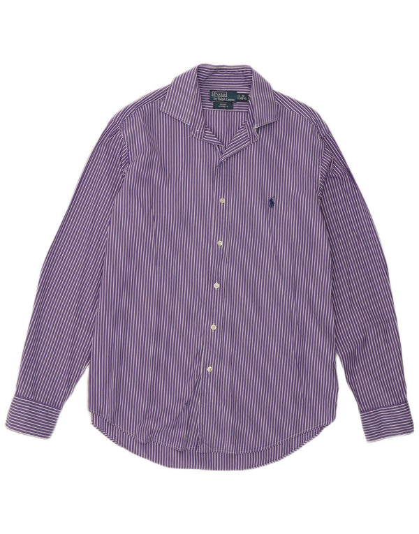 Polo Ralph Lauren Camisa Regent para hombre Talla 16 Algodón rayado morado grande