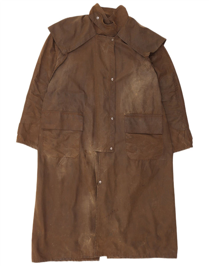 Vintage hombres encerado algodón abrigo Reino Unido 40 marrón grande