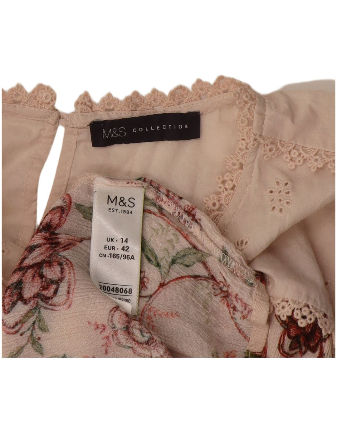Marks & Spencer Blusa para Mujer Top UK 44 Viscosa Floral Rosa Mediana